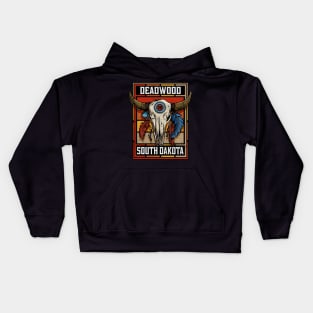 Deadwood South Dakota Native American Bison Skull Kids Hoodie